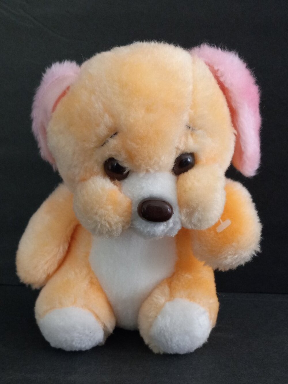 Vintage Dan Dee 1979 Puppy Dog Yellow White Floppy Pink Ears Stuffed Plush Toy